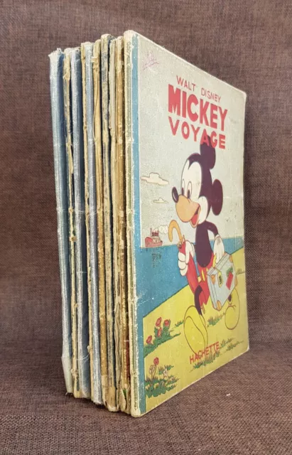 Lot 10 Anciens Albums BD  " Mickey " Hachette EO ( 1931    1948 ) Walt Disney+++
