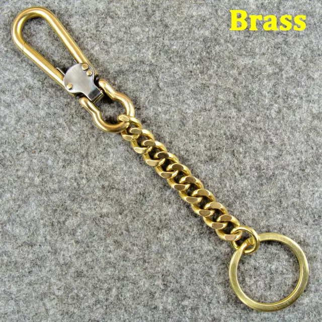 Brass Skull Belt Clip Fob Buckle Hook Metal Gold Men's Keychains Key Ring  Holder