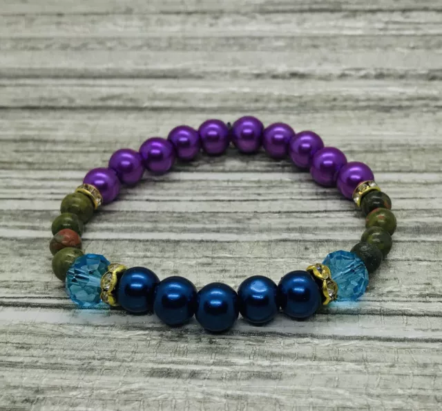 Bracelet de guérison spirituelle chargé perles de perles mélangées pierres de protection Unakite
