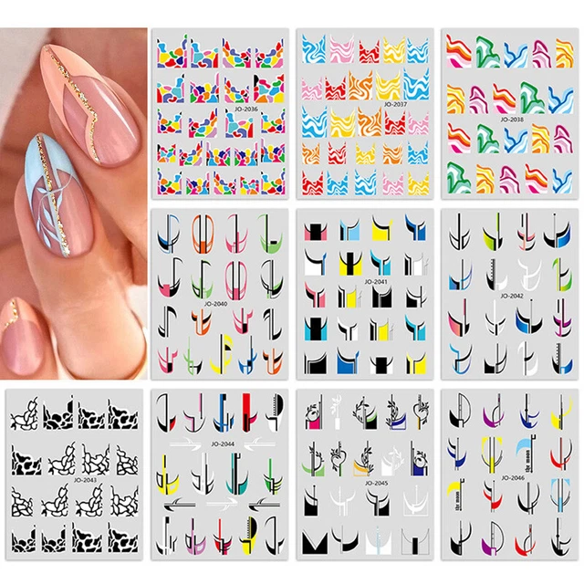 Art Ongle Autocollant Décalques Transferts Ondulées Spirale Abstract Lign ,