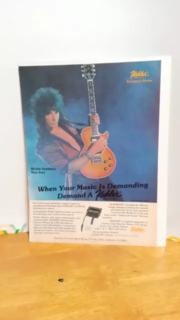 Richie Sambora Bon Jovi Kahler Tremolo 1984 Guitar Ad Print Ad 11 X 8.5
