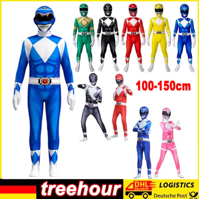 Rot Power rangers Kostüm Kinder Jungen Bodysuit Cosplay Geschenk Superheld-Set