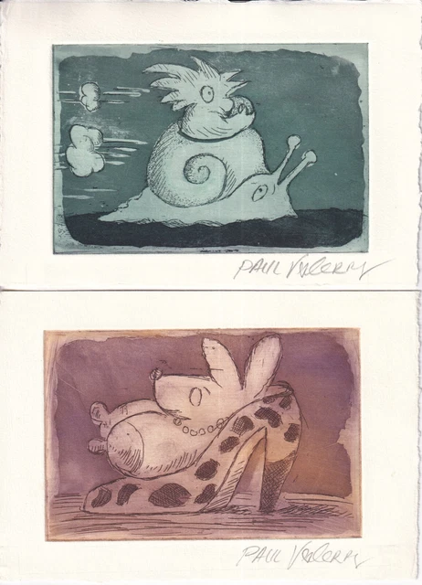 Paul VALERRY - 2 Stück Original-Aquarelle auf Büttenpapier - original signiert