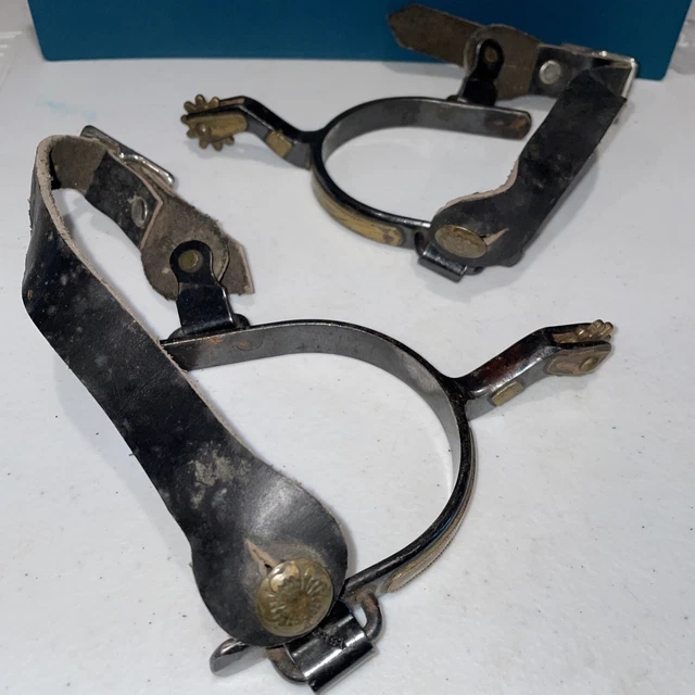 Vintage Western Cowboy Spurs with Leather Straps