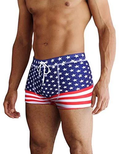 COOFANDY Men's Square Leg Swim Briefs Printed Large Pattern4 - American Flag