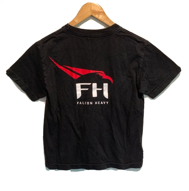 SpaceX Boys T-Shirt Size Medium Black Falcon Heavy Rocket Launch Elon Musk Tesla
