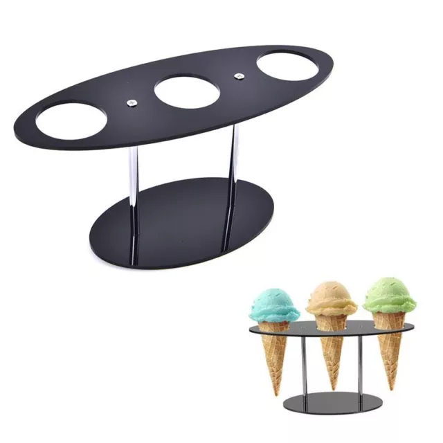 3 Holes Reusable Detachable Transparent Acrylic Ice Cream Cone Holder Party :$8 3