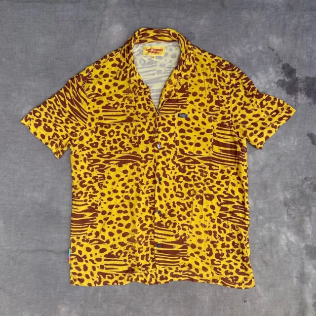 Wrangler Double Rainbouu Party Shirt Adults Medium Yellow Cheetah Casual Unisex