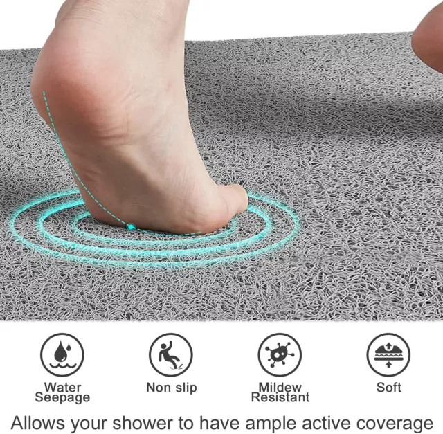 Shower Rug Anti Slip Loofah Bathroom Bath Mat Carpet Water Drains Non Slip 60cm 3