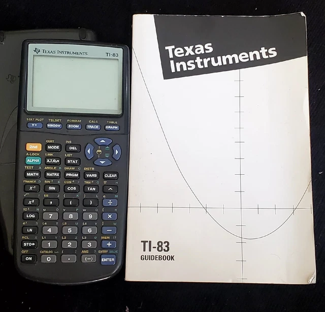 * Vintage Texas Instruments Ti-83 Detailed Graphing Calculator With Guide Book