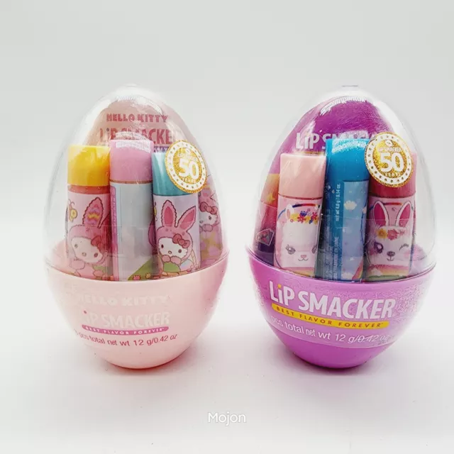 Lot Of 2 Lip Smacker Easter Lip Balm Hello Kitty & Bunny,  3 Count Each