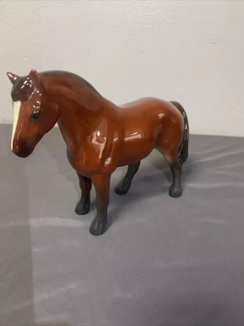 Vintage Goebel Large 7” Brown Porcelain Horse Mint Condition Cob Draft Warmblood