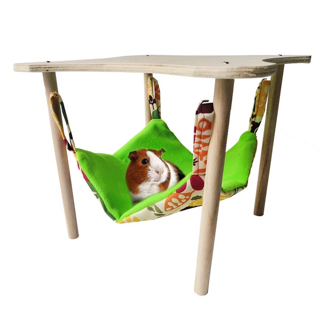 Small Pet Hammock Toy Wooden Stand Birds Guinea Pig Swing Toys Pet Supply