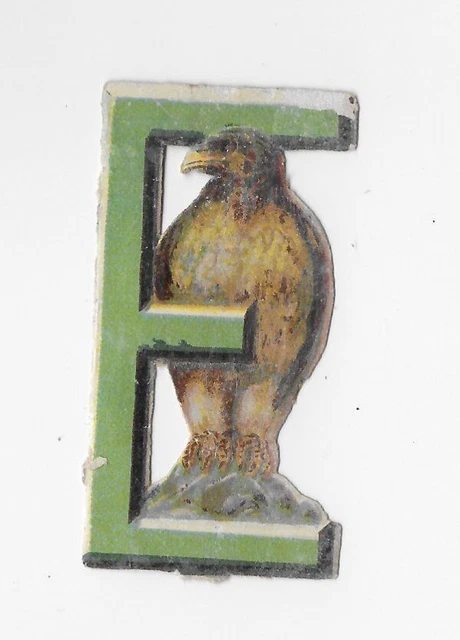1888 Victorian, FANTASY ALPHABET, LETTER E, Antique Die-cut Scrap, 3"