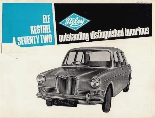 Riley Range 1965-66 UK Market Foldout Sales Brochure Elf Kestrel 4/72 POOR