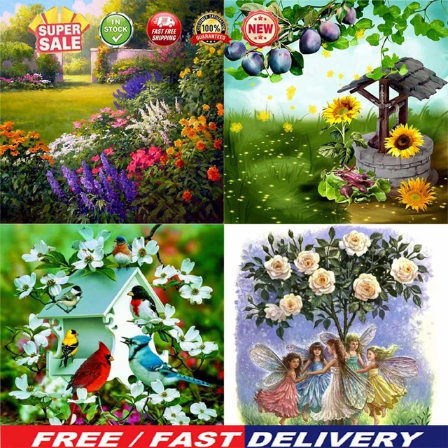 Garden 5D DIY Full Round Drill Diamond Painting Cross Stitch Embroidery for Gift