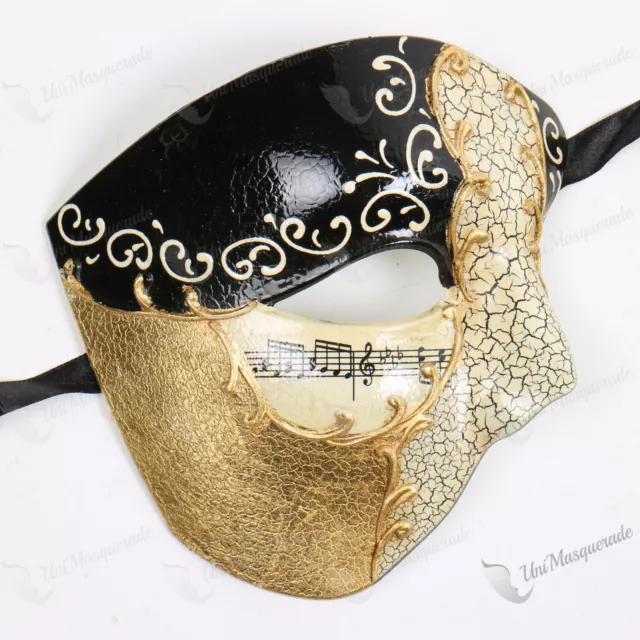 Gold Half Face Phantom of the Opera Venetian Costume Masquerade Mask Mardi Gras