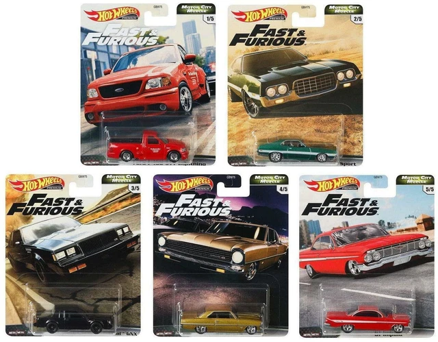 Hot Wheels Premium Fast & Furious Motor City Muscle Set di 5 veicoli GBW75