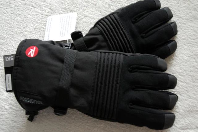 Rossignol Men's Softshell Stretch Padded Knuckles Long Cuff Ski Gloves Mittens