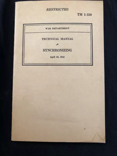 Ww2 Guide Book Livre Militaire Synchronizing 1941 Tm 1-510