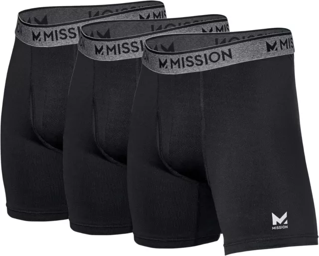 MISSION Mesh Boxer Briefs 6” Men’s Underwear - Performance Heat Release - 3 Pack