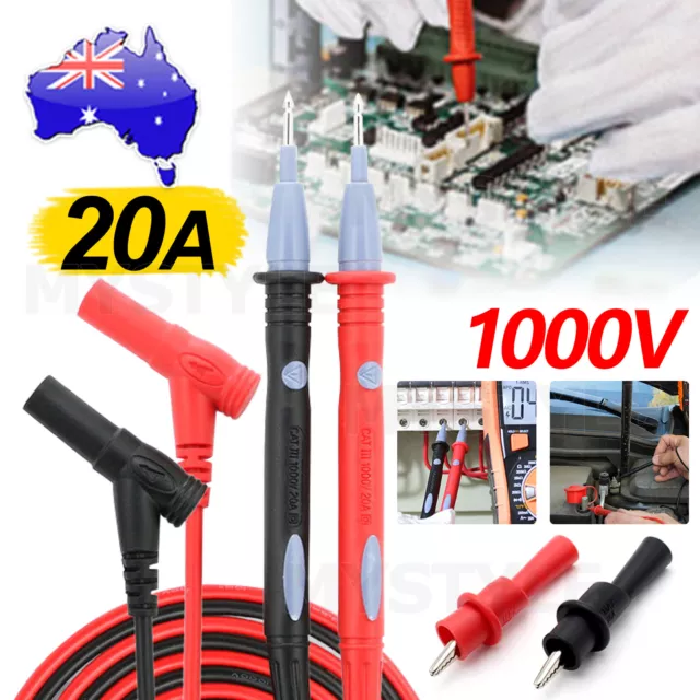 1pair 20 A Universal 1000V Multimeter Multi Meter Test Lead Probe Wire Pen Cable