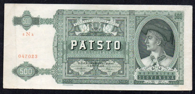 Slovakia  , 500 Korun 1941 , No Perforation !!!