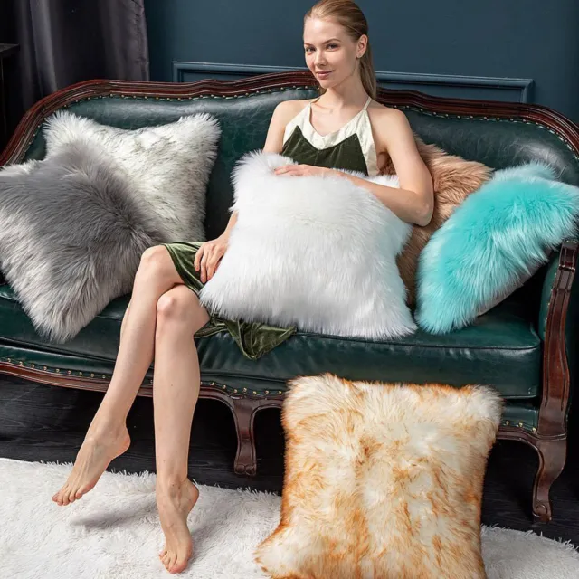 Fluffy Plush Cushion Cover Throw Pillow Case Soft Pillowcase Home Sofa Decor AU