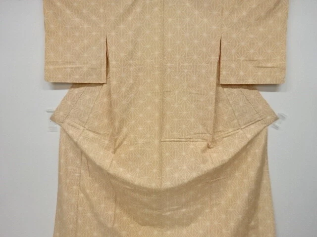 6512729: Japanese Kimono / Antique Hitoe Kimono / Tsumugi / Woven Asanoha