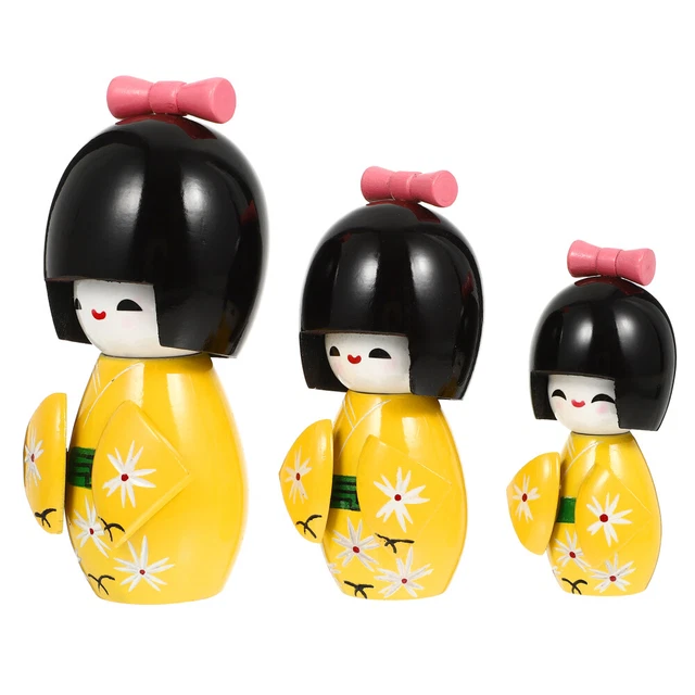 3 Pcs Japanese Doll Dolls Japan Kimono Doll Desktop Toys Vintage Toys Statuette