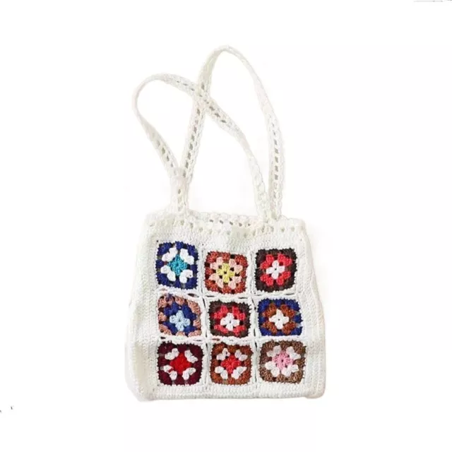 Leisure Handmade Crochet Weaving Bag Summer Grid Shoulder Bag Shoulder Bag