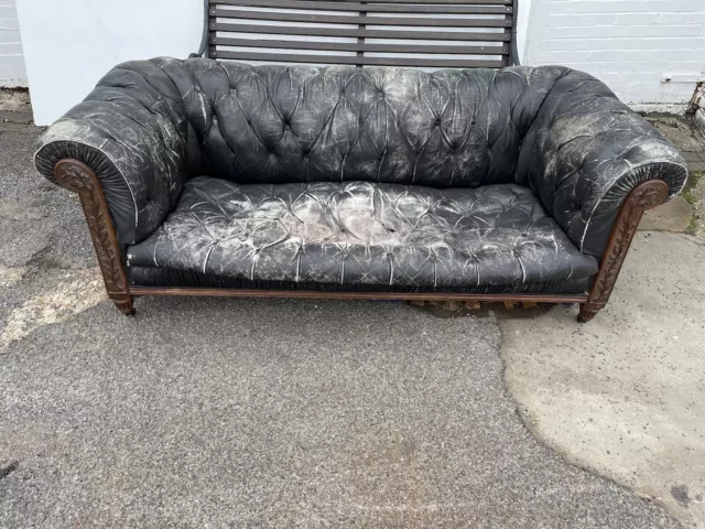 Antique Victorian Chesterfield Sofa, Reupholstery Project 720mm x 2050mm x 870mm