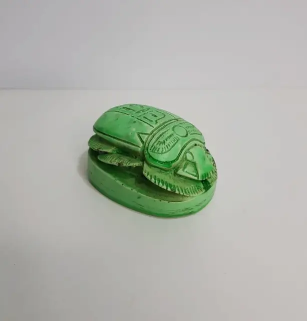 Rare ancient Egyptian scarab beetle statue made of antique Egyptian stone