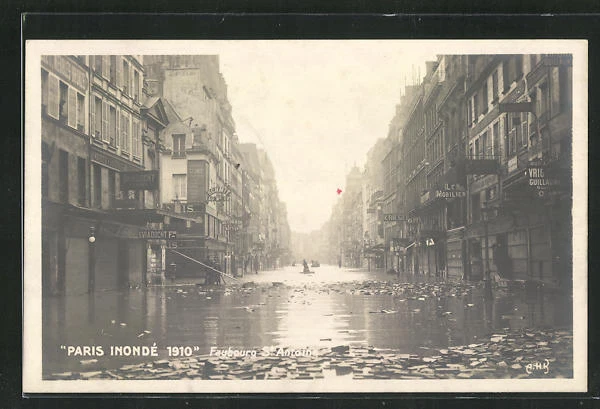 CPA Paris, Faubourg St. Antoine, Inondation 1910 1910