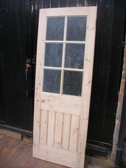 Reclaimed Edwardian, stripped pine glazed internal door 2