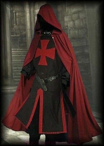 Robe Renaissance Médiévale Templier Costume Tunique Sans Manches & Cape