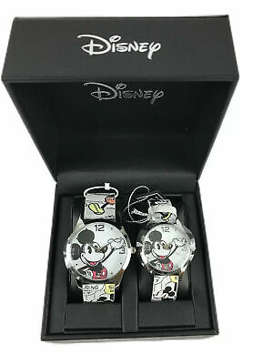 New Authentic Disney Mickey Mouse His Hers Watch Set Comic Band
