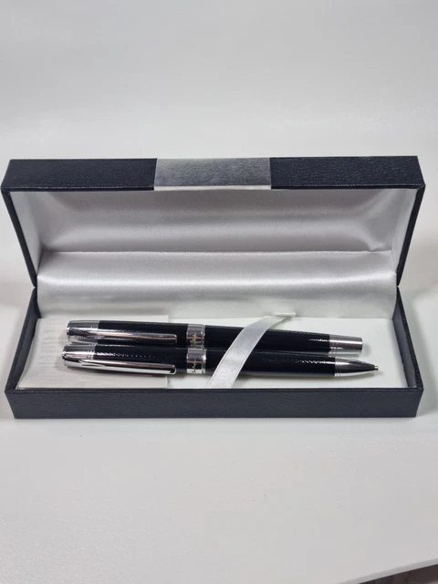 Stylo Thierry Mugler à Bille Et Porte-mines - Parure En Acier Noir, Neuf Avec étiquettes