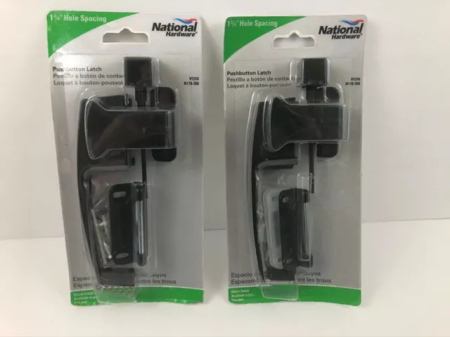 Lot of 2 National Hardware Black Pushbutton Screen Door Latch N178-350 NOS  N4
