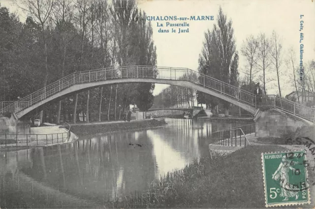 Cpa 51 Chalons Sur Marne La Passerelle Dans Le Jard