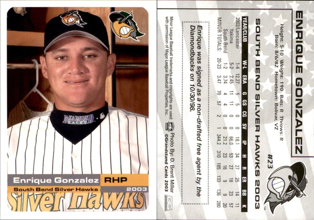 Enrique Gonzalez 2003 Grandstand South Bend Silver Hawks #NNO Card