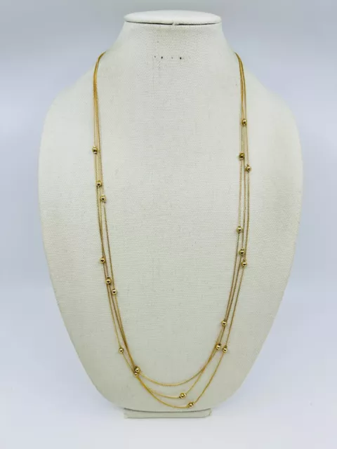 Liz Claiborne Necklace Layered Beaded Station Gold Tone Minimalist Jewelry