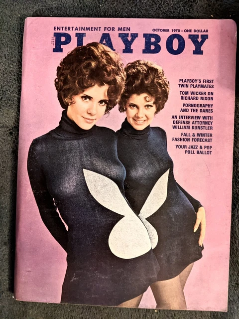 PLAYBOY MAGAZINE OCTOBER 1970 1st Twin Playmates Vargas Pinup Kunstler