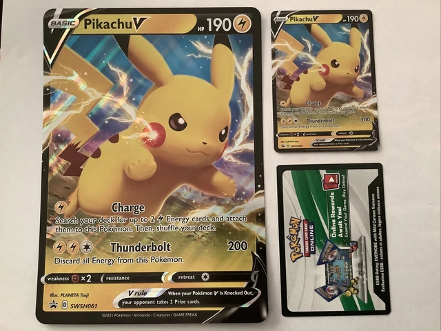 Pokemon Shining Fates Pikachu V Promo SWSH061 +Jumbo+🔥🔥10xCode card Bundle🔥🔥