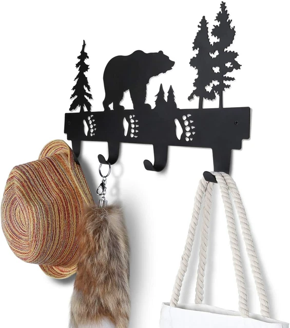 Coat Hooks Wall Mounted Entryway Dog Leash and Key Holder Clothes Hat Rack