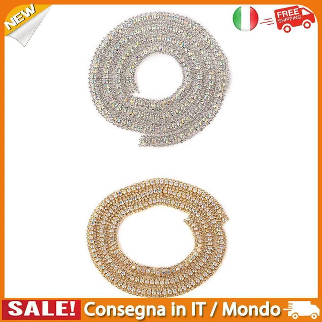 IT 1yard SS16mm 4mm Glitter Crystal Chain with Claw Trim Cup DIY Garment Decorat