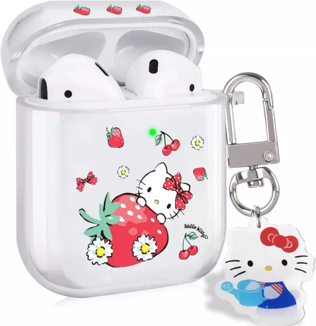 Cute Case for Airpods 2/1 with Strawberry Pattern Case Clear with Funny Kawaii C