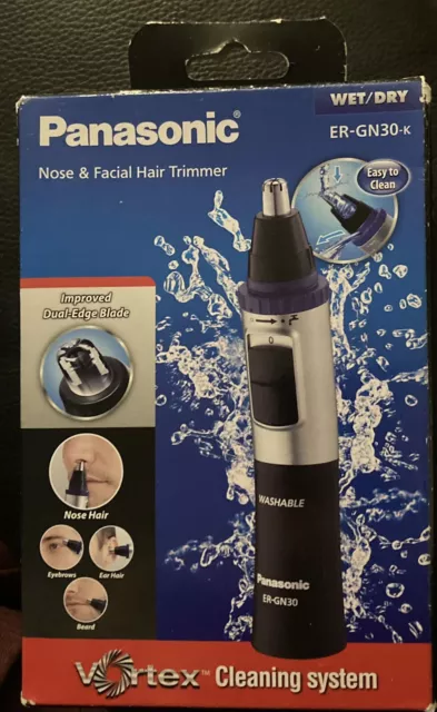 Panasonic ER-GN30-K Nose Ear Facial Hair Trimmer Wet/Dry:Vortex Cleaning: Sealed