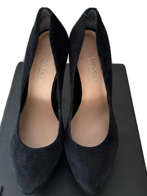 Carvela-Kurt Geiger Suedette Black Court Shoes Uk 4 Eu37