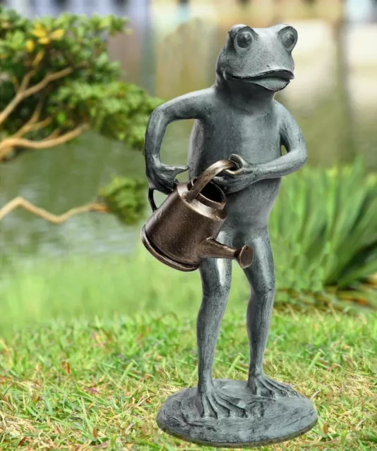 Freddie the Frog with Watering Can Sculpture Indoor/Outdoor Metal Garden Decor